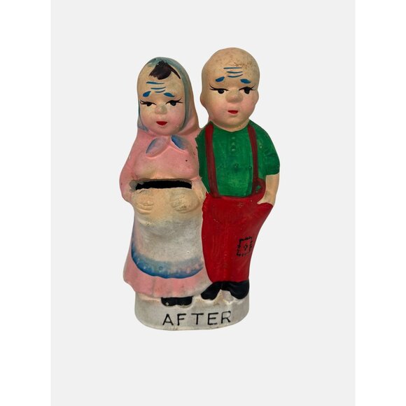 Vintage Before & After Bride & Groom Ceramic Bank Our Own Import Japan 6.5" - Picture 2 of 6